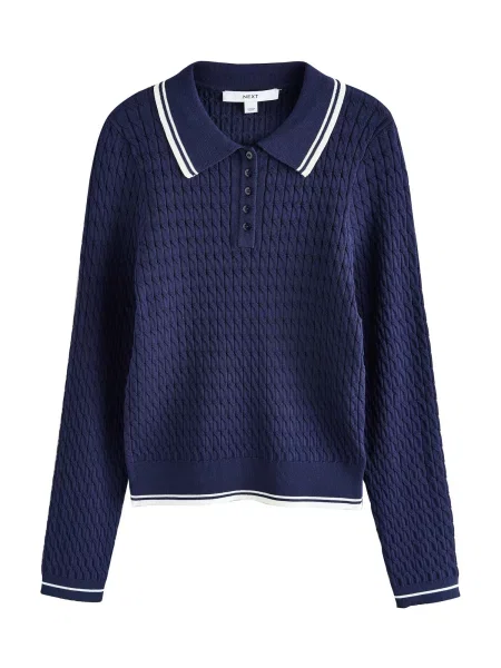 Next Pulover bleumarin alb