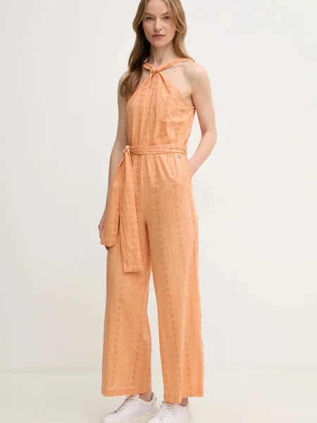 Pepe Jeans salopetă din EDITH cu decolteu in v portocaliu