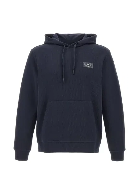 Hanorac cu glugă Ea7 Emporio Armani cu autograf albastru