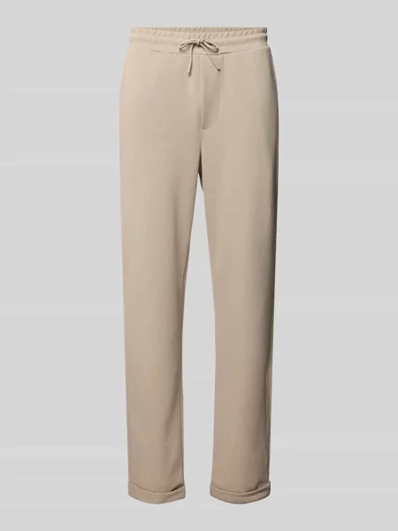 Spodnie materiałowe o kroju regular fit z tunelem model ‘NEWKODYL LIFE LINUS’ Only & Sons beżowe