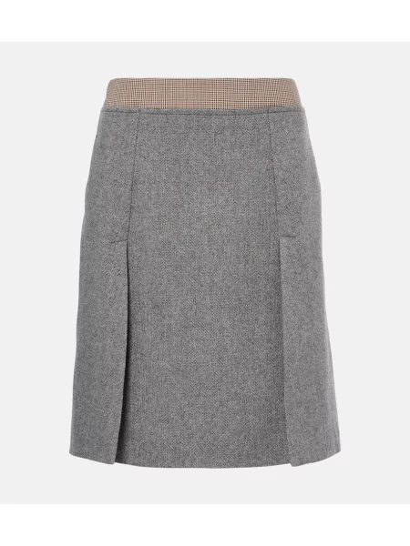 Fustă midi Sportmax din tweed până la genunchi gri