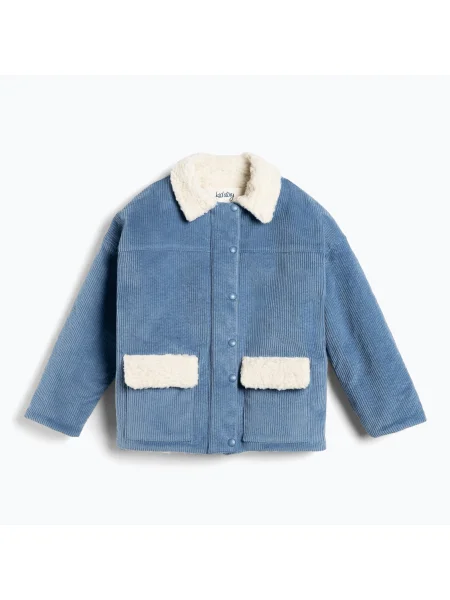 Детско яке KID STORY Teddy air blue flowers синьо