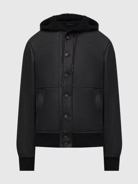 Укорочена дублянка з капюшоном Cashmere&whiskey чорна