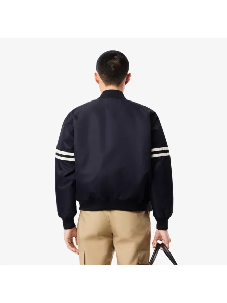 Lacoste Wodoodporna Kurtka Bomber Z Haftowanym Emblematem niebieski