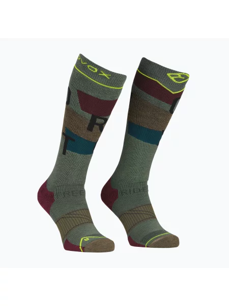 Мъжки скиорски чорапи ORTOVOX Freeride Long Socks Cozy wild herbs зелено