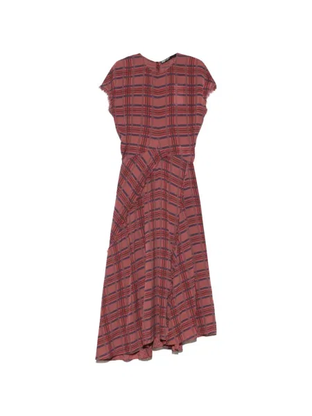 Rochie Bimba Y Lola în carouri cu garnet evazată roz