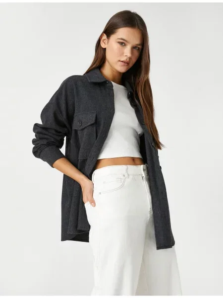 Koszula Koton z długim rękawem szara