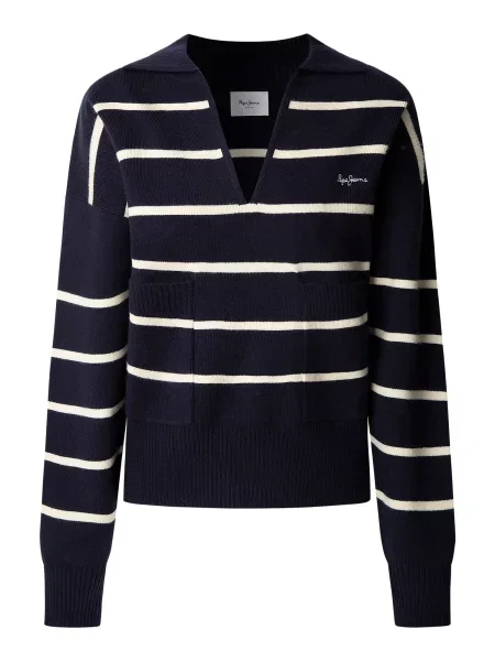 Pepe Jeans pulover PRISCILLA femei albastru marin light bej