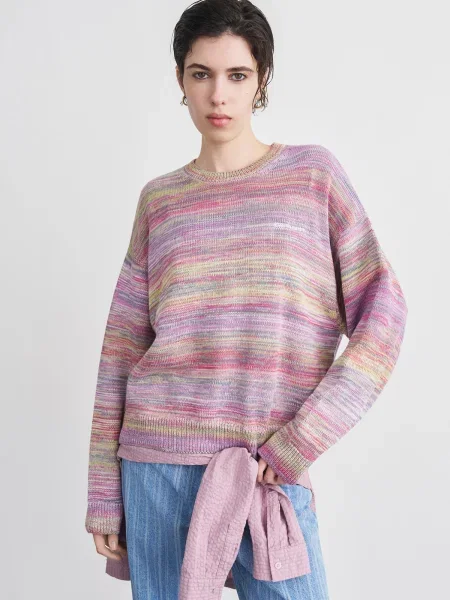 Carhartt WIP Pulover Keenan galben deschis / mov lavandă / roz alb