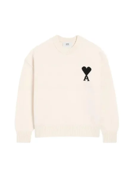Sweter Ami Paris wełniany casual beżowy