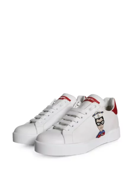 Δερμάτινα sneakers Dolce & Gabbana Portofino με απλικέ λευκό