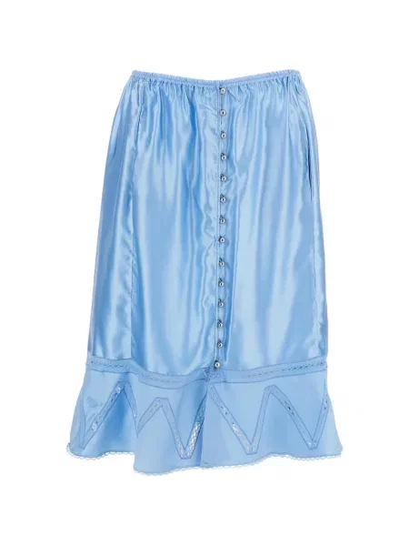Fustă midi Rabanne cu broderie din dantelă albastru