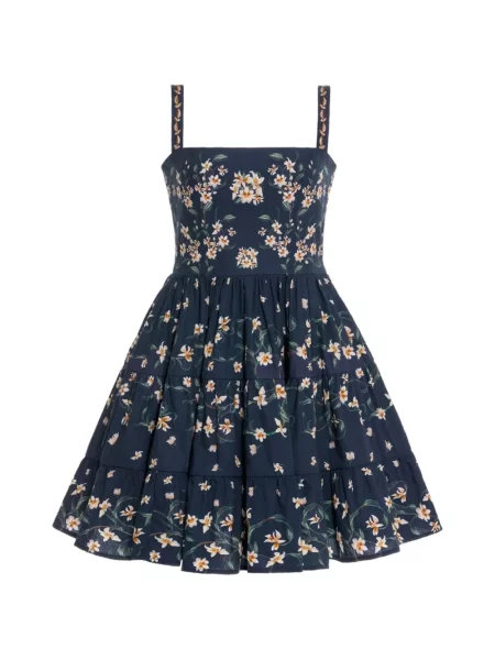 Rochie mini Agua By Agua Bendita cu model floral cu imagine albastru