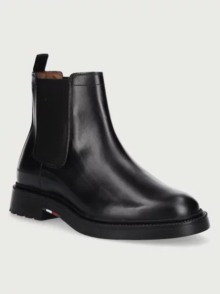 Tommy Hilfiger ghete scurte pentru bărbați din piele CORPORATE CASUAL LTH CHELSEA negru