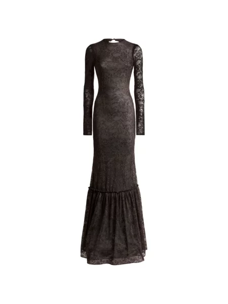 Lung rochie Etro cu model floral din jerseu maro