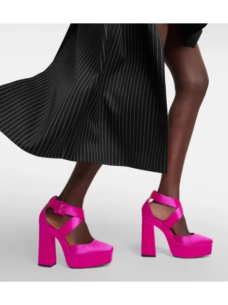 Szatén platform talpú körömcipő Jimmy Choo rózsaszín