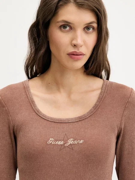 Лонгслів Guess Jeans коричневий