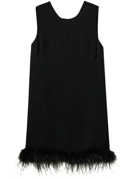 Satynowa sukienka mini Twinset w piórka garniturowa czarna