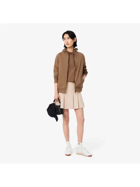 Lacoste Bluza Z Polaru Z Okrągłym Dekoltem Relaxed Fit brązowa