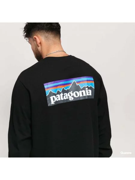 Trekové tričko longsleeve Patagonia Logo Responsibili black černé