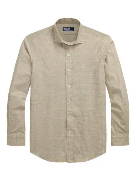 Dzianinowa koszulka Polo Ralph Lauren w kratkę z dekoltem w serek biała