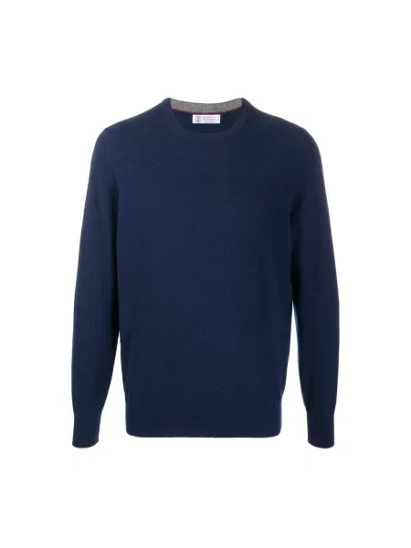 Dzianinowy sweter Brunello Cucinelli niebieski