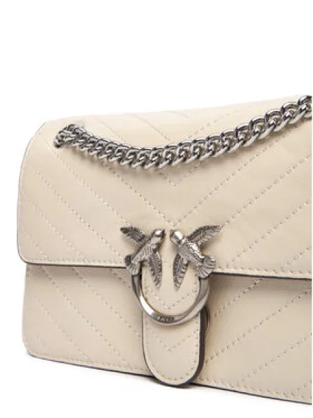 PINKO Kabelka na rameno Pinko Sac Rabat Love One Light Mini Vitello Wr Blanc' biela