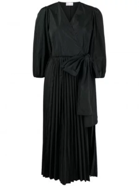 Rochie Red Valentino cu funde plisată de costum negru