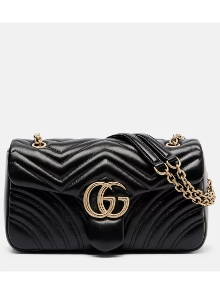 Torebka skórzana Gucci GG Marmont skórzana czarna