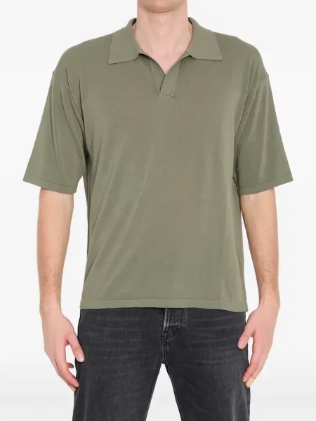 Tricou Roberto Collina cu decolteu în V cu nervuri verde