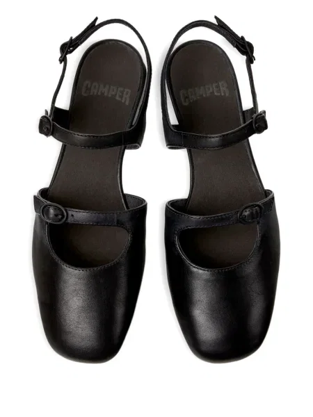Pantofi cu toc Camper din piele cu cataramă cu bretele negru