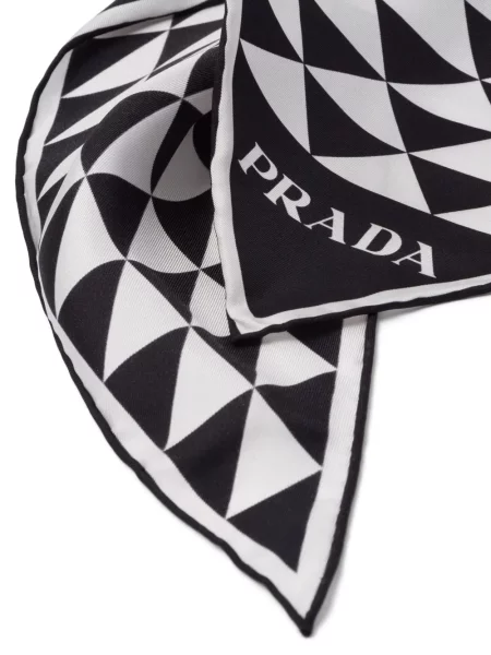 Hedvábný šál Prada s potiskem černý