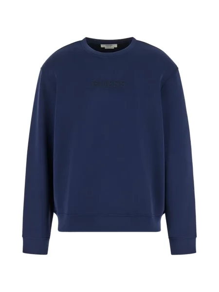 Hanorac crewneck Guess cu decolteu rotund albastru