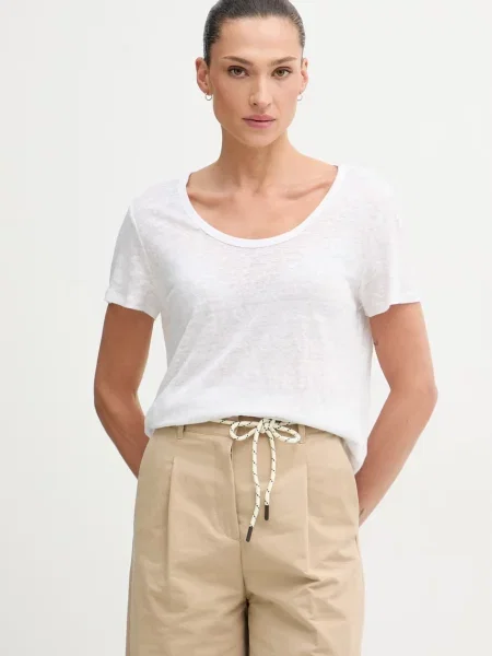 United Colors of Benetton T-shirt lniany biała