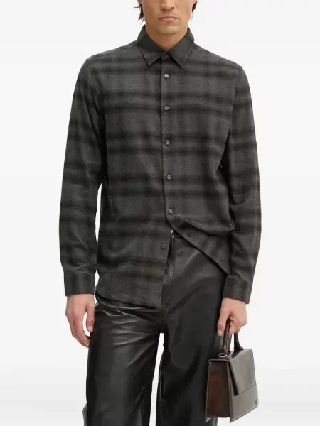 Карирана риза Theory сиво