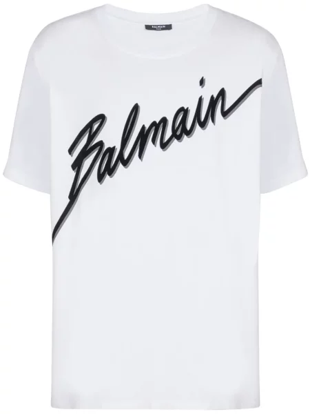 Tricou Balmain cu imagine alb