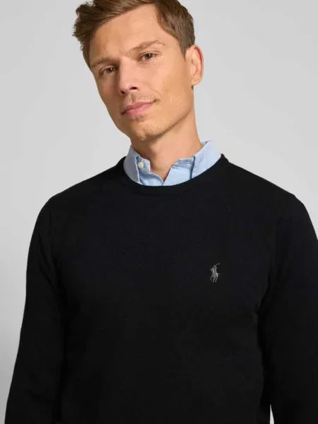Polo Ralph Lauren Swetry Mężczyzna L Wełna Wełniany Sweter czarny