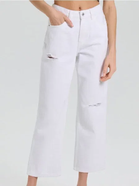 Джинси прямого укороченого крою білий