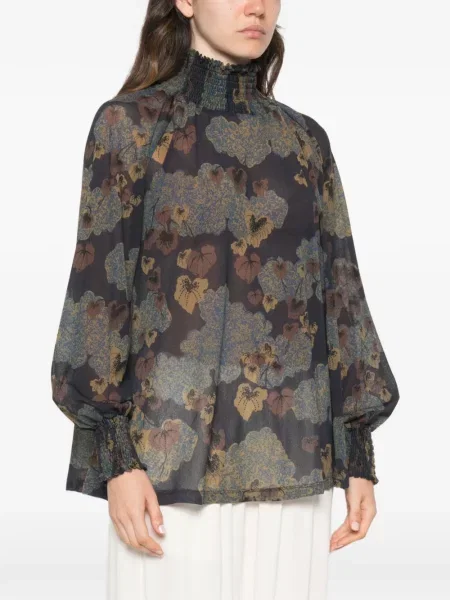 Bluză Siyu cu model floral cu imagine albastru