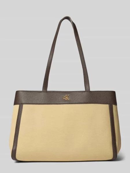Calvin Klein Torebka Ck Canvas Medium Tote beżowy