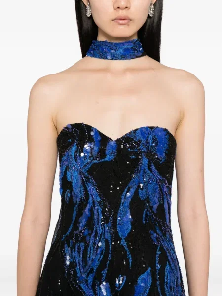 Rochie Saiid Kobeisy cu broderie de costum albastru