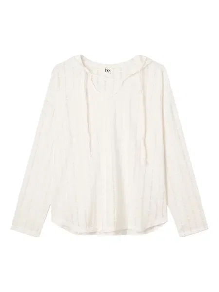 Top B+ab w paski z kapturem biały