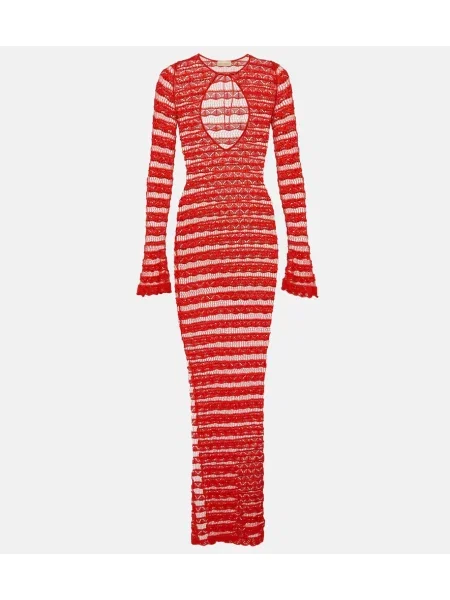 Rochie maxi Aya Muse din dantelă de costum roșu