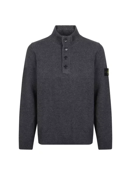 Sweter z golfem Stone Island wełniany z kamieniami szary