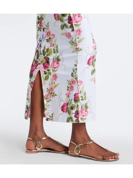 Rochie maxi Montce cu model floral alb