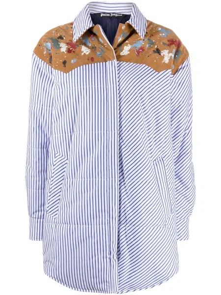 Kurtka Palm Angels w paski ocieplana niebieska