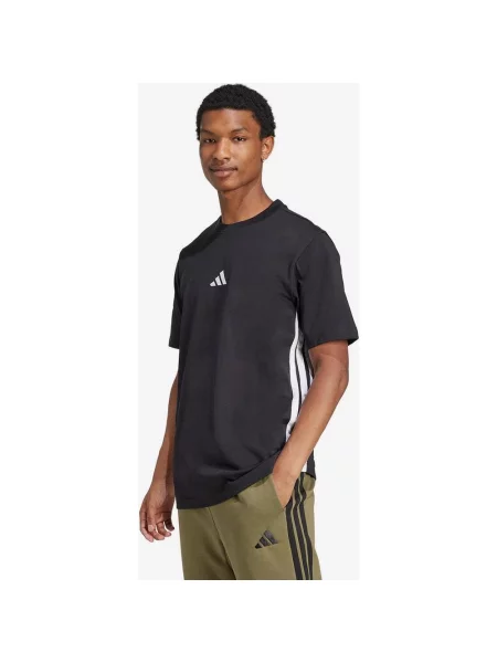 Koszulka adidas Essentials Single 3 Stripes czarna XS biała