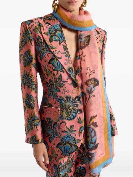 Fular Etro cu model floral roz