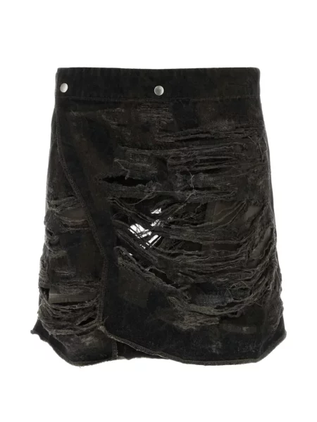 Fusta mini Rick Owens Drkshdw zdrențuiți asimetrică maro
