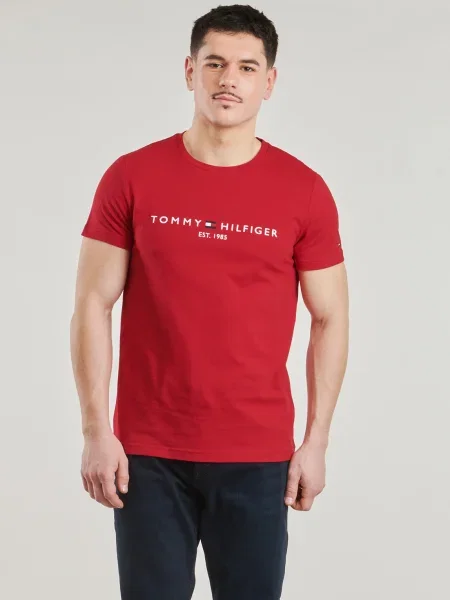 Tričko Tommy Hilfiger s autogramom červená